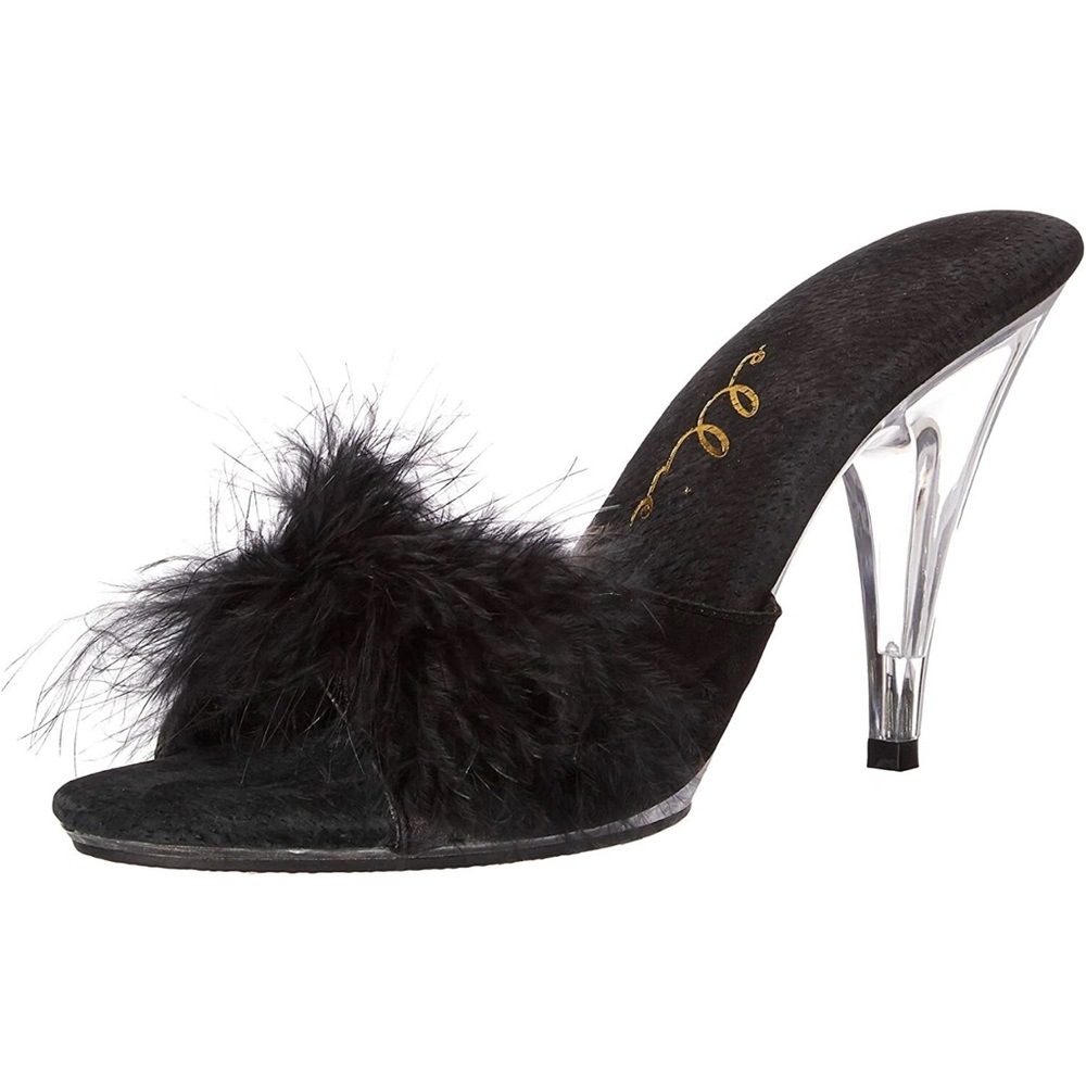 Ellie Sasha Marabou Slippers Fluffy Marabou Feather Strap Women’s Heels Size 11